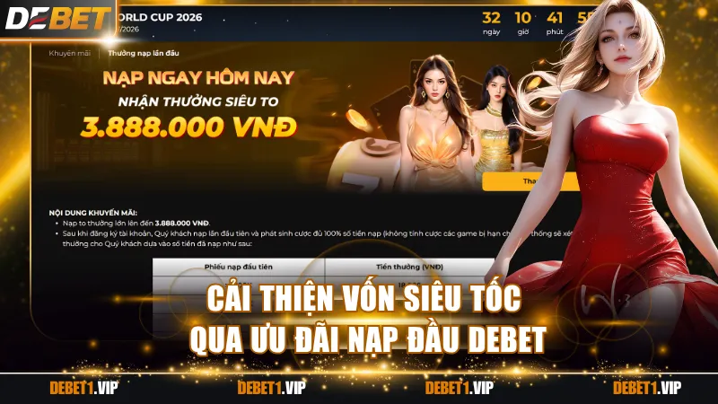 Cải thiện vốn siêu tốc qua ưu đãi nạp đầu DEBET